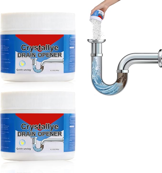 Crystal Lye Drain Opener – Powerful Unclogging Action for Bathroom & Kitchen Pipes (2PC)
