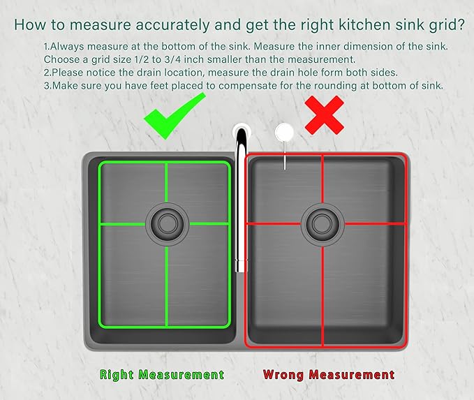 SANNO Sink Rack, Sink Protector for Kitchen Sink, Bottom Grid Rack Center Drain, Stainless Steel, 2pcs 11.5" x 13.8"