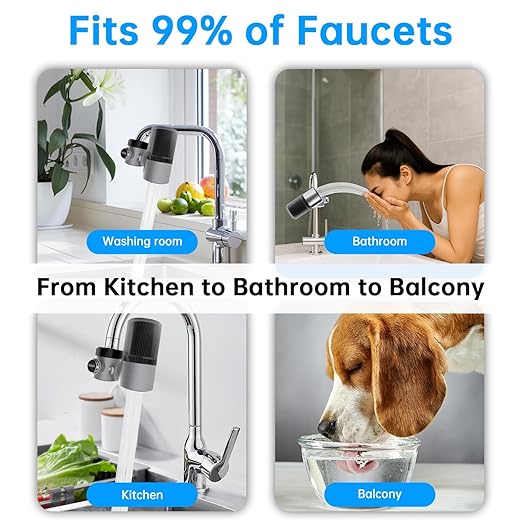 Advanced Sink Faucet Filter,360 ° Rotary Faucet Water Purifier,NSF Certified Level 5 Filtration,Compatible with 99% of Faucets,3 Filter.(Black-T6-CTO)