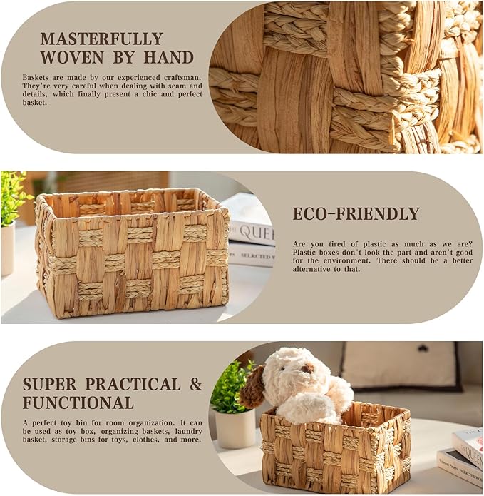 Water Hyacinth Storage Basket, Handmade Rectangular Basket for Home & Office, Natural Woven Basket for Tidy Spaces