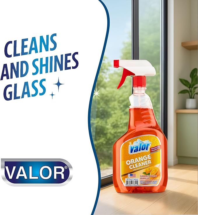 Valor All-Purpose Cleaner with Trigger Sprayer, 32 fl oz – Powerful Degreaser, Multi-Surface Use, Biodegradable Formula, Made in USA (32 Fl Oz (Pack of 6))