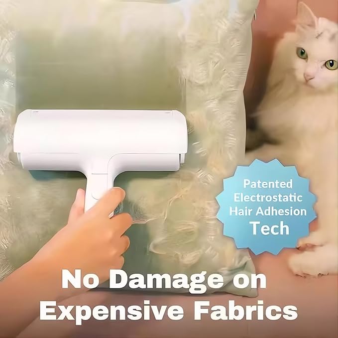 Reusable Pet Hair Remover Roller β Dog & Cat Fur Lint Cleaner for Sofa, Carpet, Bed & Car Seats β No Adhesive Required (White/Purple)