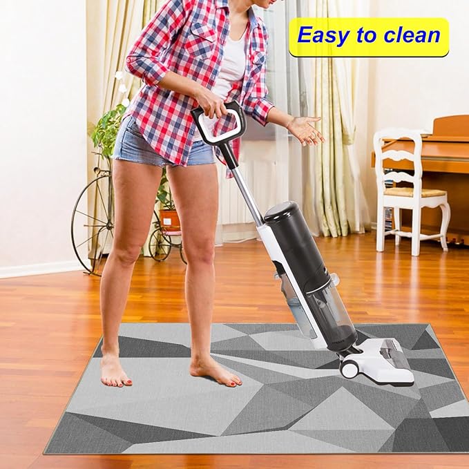 Office Chair Mat for Hardwood Floor,48"*36" Under Desk Mat, Computer Chair Rug,Anti-Slip Floor Protector for Low-Pile Carpet Home Office Grey White