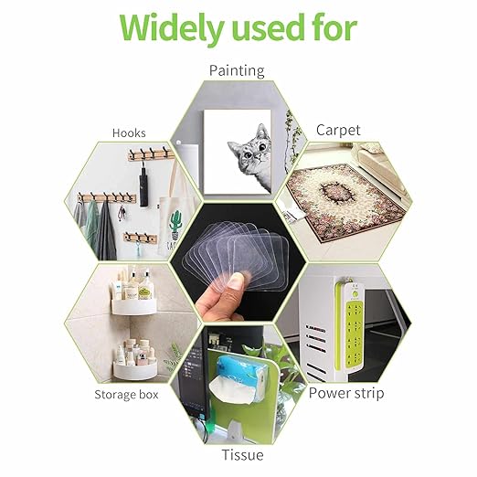 10PCS Large Double Sided Adhesive Pads for Mounting, 2.36in Two Sided Precut Squares Tape, Sticky Tack Double Sided Tape for Walls Hanging Nano Wall Mount Gel Clear 60mm
