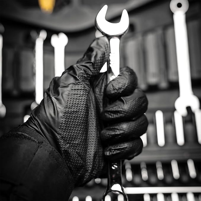 Glove Station Disposable Nitrile Gloves - 100-Count - Cleaning, and Cooking - Textured for Better Grip 6MM-Black