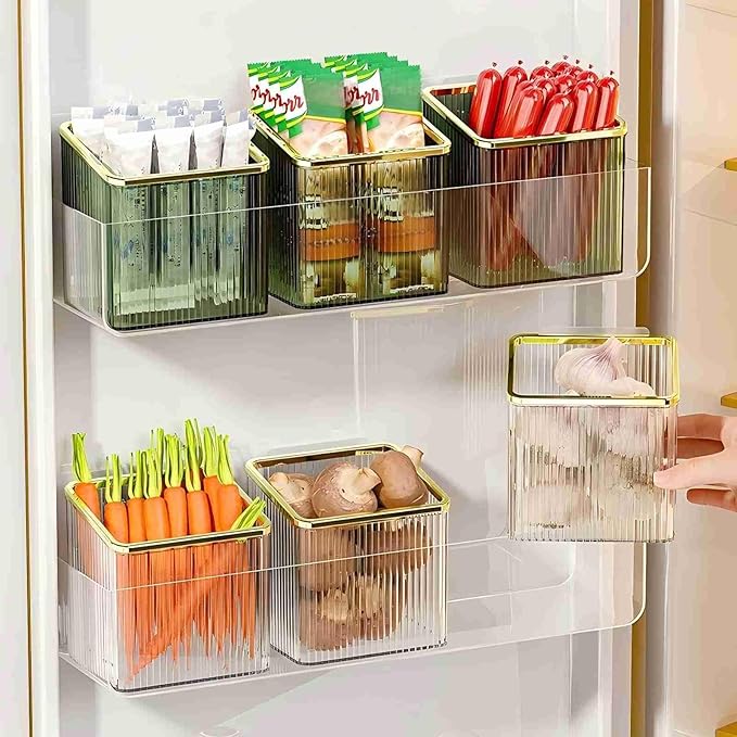 Adhesive Floating Wall Shelves – No Tools Needed for Installation | Perfect for Organizing Makeup, Toiletries & Home Accessories (Transparent_GoldenEdge)
