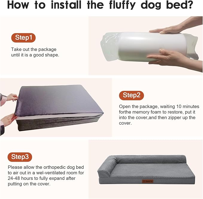 Orthopedic Dog Bed Medium Size Dog, 35x23x6 Inches Memory Foam Pet Bed for Medium and Large Dogs, Washable Removable Cover, Nonskid Bottom, Waterproof, Dark Grey