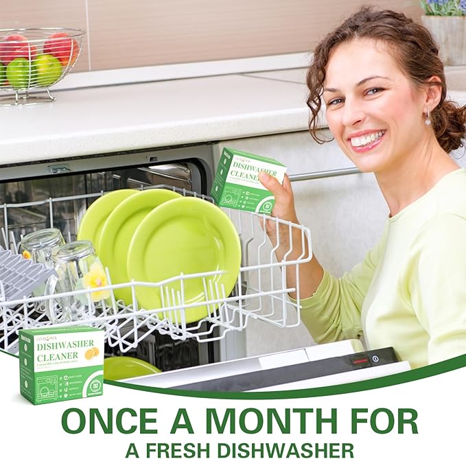 6-pack Dishwasher Cleaner and Deodorizer Tablet for Deep Cleaning all Machine Models,with Sink Drain Filter Basket, Removing Limescale, Odor, Hard Water Residue (Lemon-Scented)