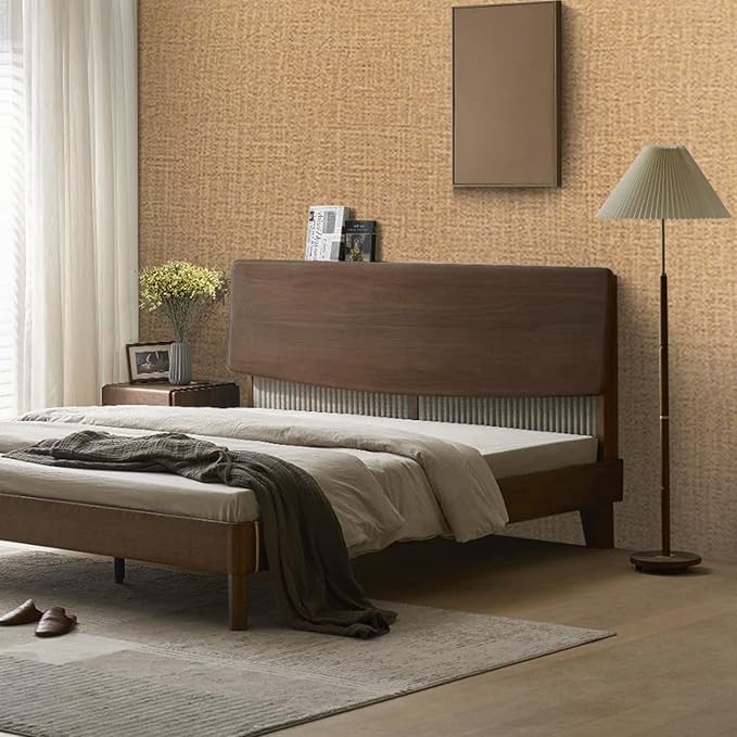 Peel and Stick Wallpaper Orange Grass Cloth Wall Paper - 15.7 x 500 Inch Self Adhesive Wallpaper Peel and Stick, Easy to Paste Wall Contact Paper for Stand Liner, Table and Door Makeover Decor