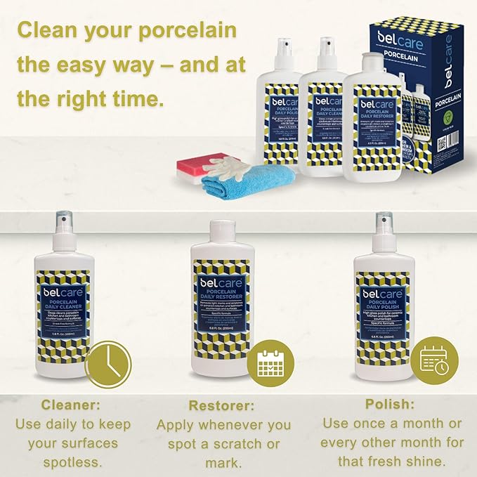 Porcelain Kitchen Countertop Cleaner & Bathroom Vanity Cleaner, pH-Neutral, Streak-Free, Specially Formulated for Porcelain Surfaces – 17 fl oz