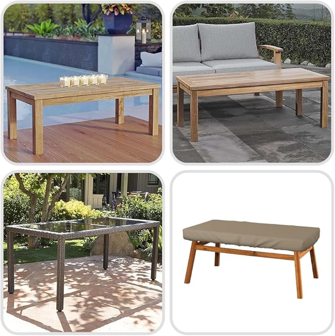 Covers & All Rectangle Table Top Cover, 12 Oz Waterproof UV & Weather Resistant Patio Table Cover, Outdoor Table Cover for Patio Furniture (90" L x 40" W x 5" H, Beige)