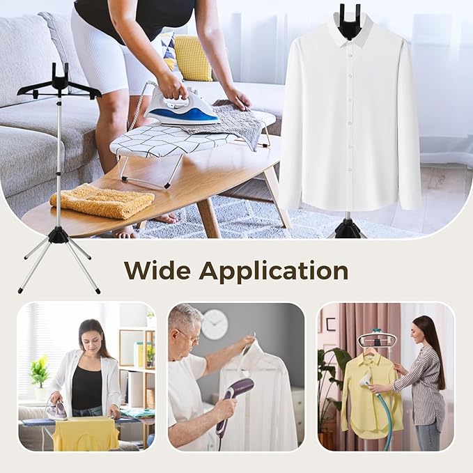 Steamer Stand for Clothes,Includes Handheld Ironing Board, Foldable Clothes Stand with Adjustable Height, 4-Leg Garment Hanger Frame for Steaming Drying Shirts, Suits, Dresses