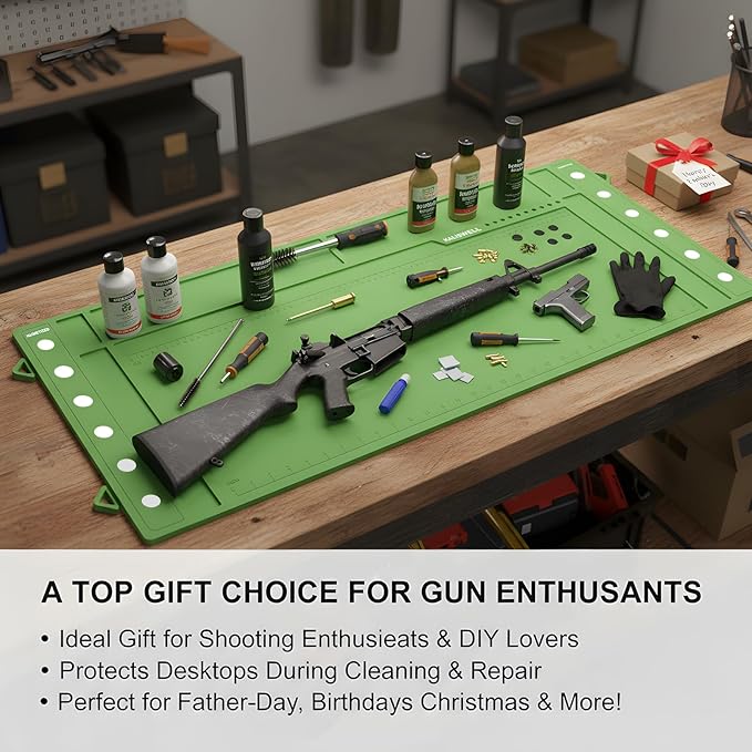 Gun Cleaning Mat, Extra-Large 40" X 16" Anti-Slip Rubberized Magnetic Gun Mat, Protective Workbench Pad for Gun Cleaning,Suitable for Commonly Used Firearms.,Built-in Centimeter and Inch Scales.