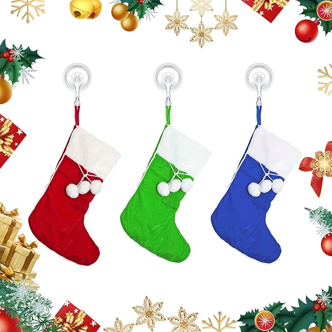Yookeer 30 Pcs Christmas Wreath Hanger Suction Cup Hooks Heavy Duty Reusable Suction Cups Large Clear Door Wreath Hanger for Glass Door Window Hooks