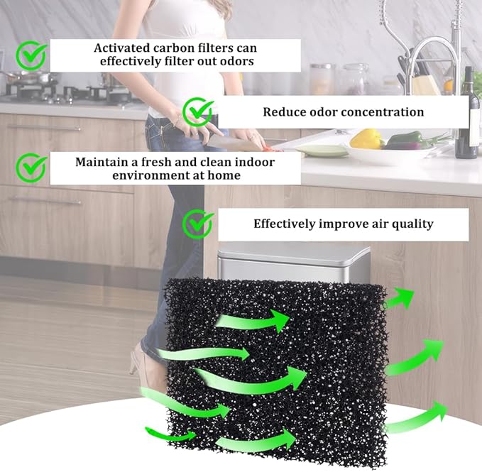 OLYCRAFT 20Pcs Trash Can Odor Absorbing Filters Activated Charcoal Deodorizer Stick-On Filters Activated Charcoal Filter for Trash Can Deodorizer Stick On Compost Bin Filter for Indoor Outdoor Bins