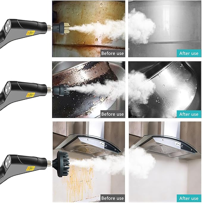 Handheld Steam Cleaner, Portable Steamer for Cleaning with 9pcs Accessories, 6-Level Adjustable Handle, 12s Heat-Up, 1200ml Tank, Steam Cleaner for Home,Dirt,Grout,Tile,Floor,Couch and Car (Orange)