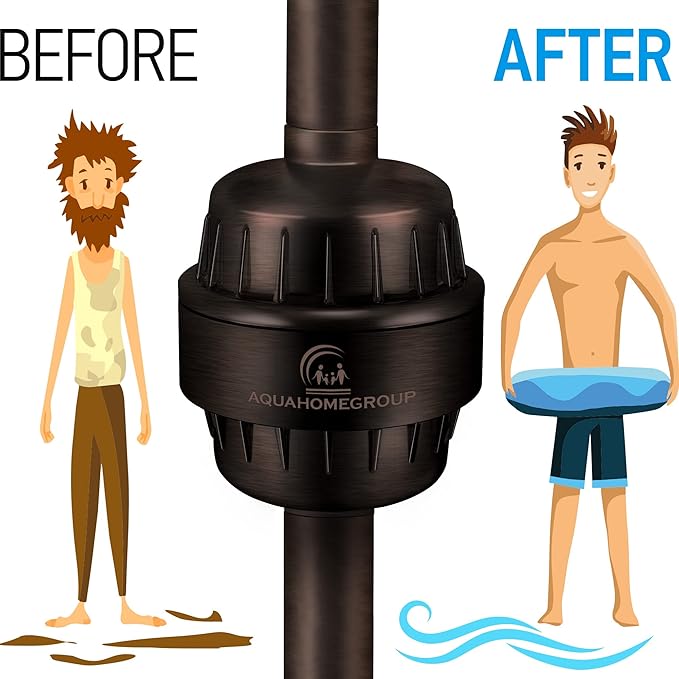 AquaHomeGroup 20 Stage Shower Head Filter with Vitamin C E A - High Output Filters to Remove Chlorine and Fluoride - 2 Cartridges Included - Consistent Flow Showerhead Filter