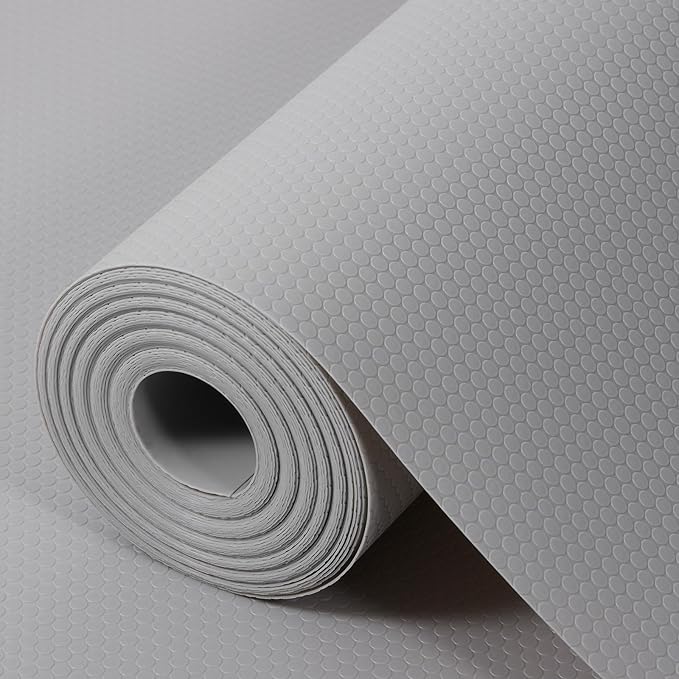 Light Gray Shelf Liners for Kitchen Cabinets Non Adhesive Drawer Liner for Bathroom Waterproof Refrigerator Liners for Shelves Fridge Plastic Mats Cabinet Cupboard Liner 23.6 x 78.7 Inches