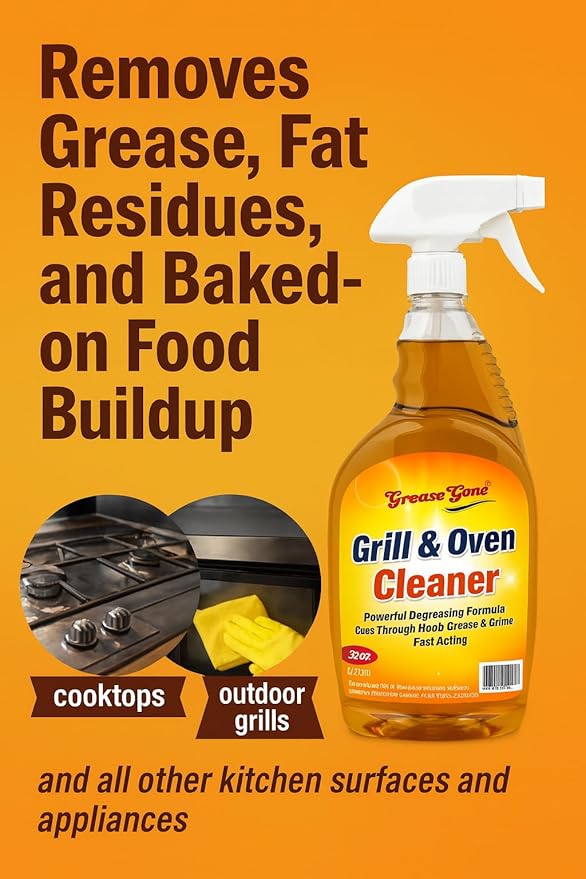 Oven & Grill Cleaner Spray – Heavy-Duty Degreaser for Tough Grease | 32oz Fast-Acting Kitchen Cleaning Formula | Made in USA | Pack Of 2