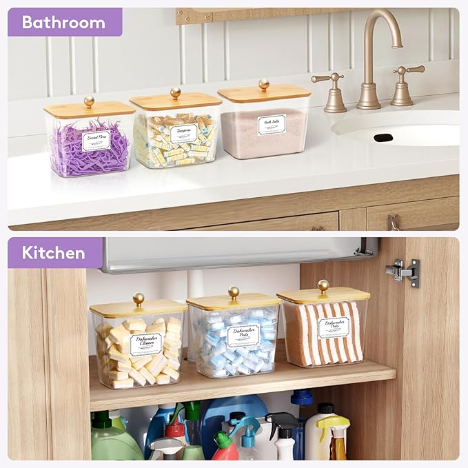Lifewit Laundry Pods Container with Lid, Dryer Sheet Holder, Room Organization Storage for Coffee Pods Kcup Washing Powder, Scent Booster Beads, 2600 ml/0.7gal,Natural,1 Pcs