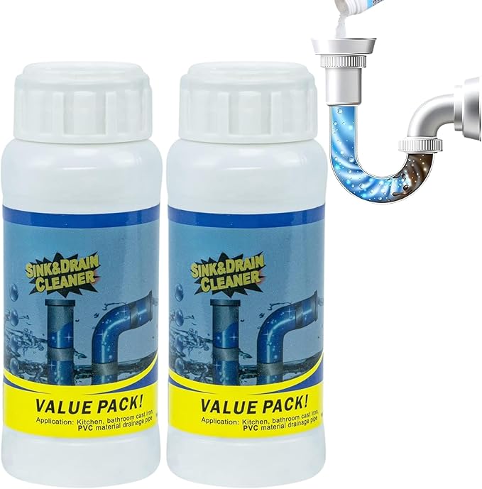 2Pcs SINK&DRAIN CLEANER Wild Tornado Pipe Dredge,Powerful Sink and Drain Cleaner Powder,For Quick Foaming Cleaning Agent For Kitchen, Bathroom & Toilet Pipes
