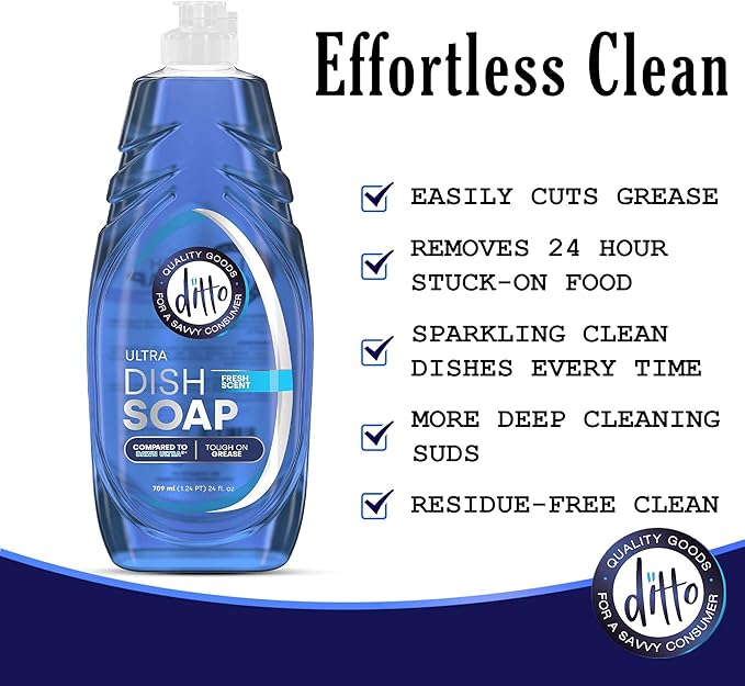 Ditto Ultra Dish Soap (Ultra) 48 fl Oz - 2 Pack - Extra Tough On Grease & Stains