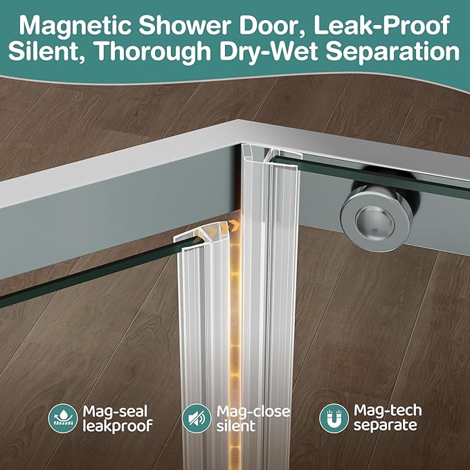 36 Corner Shower Door,36" W x 72" H Neo-Angle Corner Shower Enclosure,Frameless Pivot Shower Doors with 1/4” (6MM) SGCC Tempered Glass for Walk-in Shower,Chrome