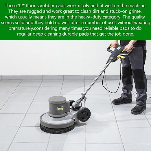 12" Scrubbing Disc for Oreck ORB550MC Orbiter Floor Machine,Commercial Black Floor Scrubber Pads 437.071 for Deep Clean Concrete,Dirt,Stains and Paint Splatte,Stripping Wax or Finish(2 Pack)