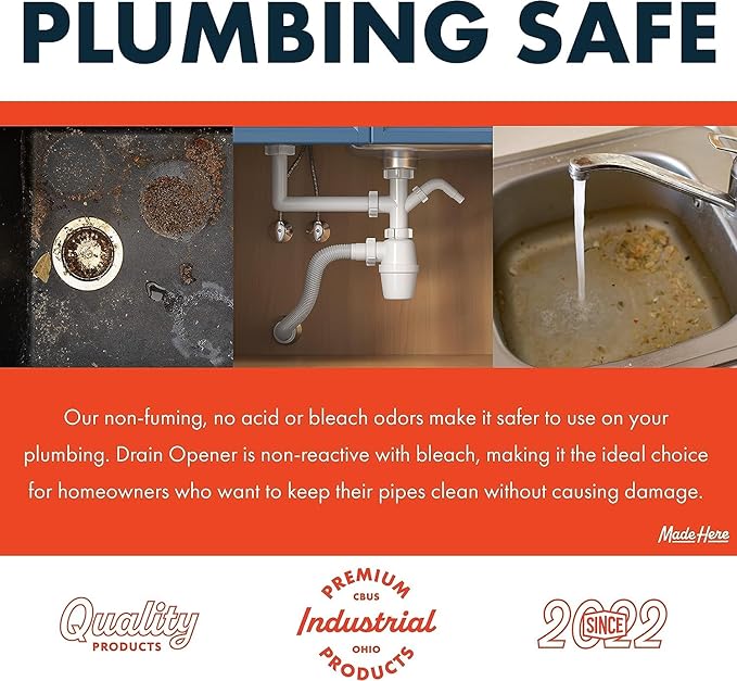 Quick-Acting Liquid Drain Opener - Dissolves Grease, Hair, Food & More - Prevents Plumbing Problems - Non-Fuming, No Acid or Bleach Odors - Safe for All Pipes