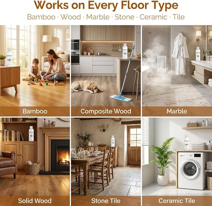 5 in 1 Floor Cleaner, 2026 New 5 in 1 Fast-Drying Fragrance Cleaning Care Solution, Dual-Action Stain and Odor Remover for Hardwood Floors, Natural Shine for Mopping Home Kitchen Bathroom (2Pcs)