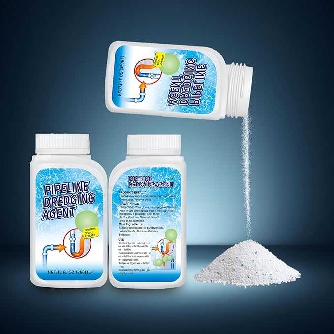 Powerful Pipe Dredging Agent - Professional Strength Drain Clog Remover, Fast-Acting Pipeline Dredging Agent for Kitchen Sinks, Bathroom Drains, Tubs & Toilets