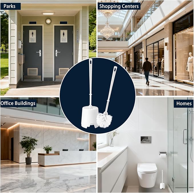 12 Pack Toilet Brushes and Holders Set,13 Inch Toilet Bowl Brushes for Bathroom,Toilet Scrub Brush with Storage Rack for Bathroom Accessories White