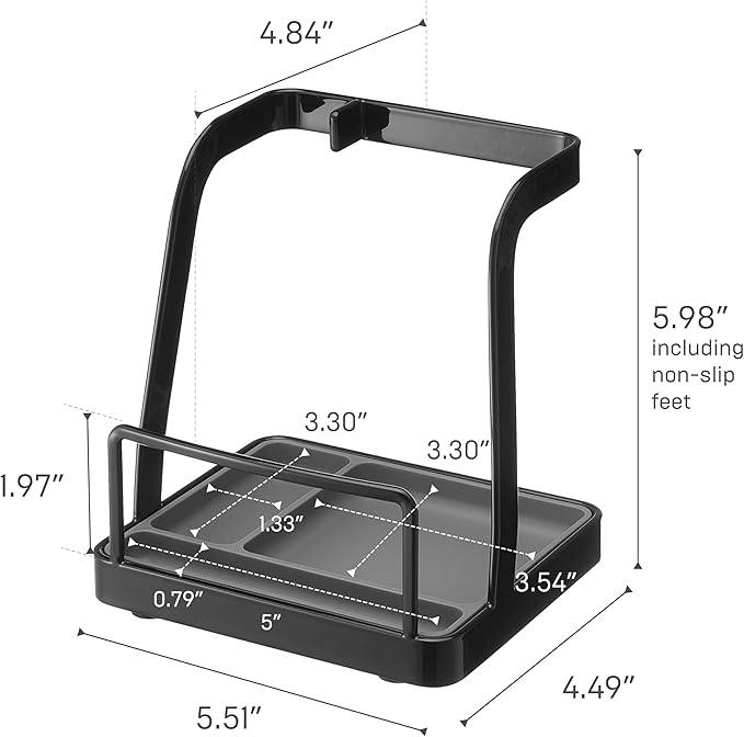 YAMAZAKI Home Tower Lid & Ladle Stand - Large, Kitchen Stand For Utensils, Lids, And Cookbooks, Heat-Resistant Kitchen Stand - Steel