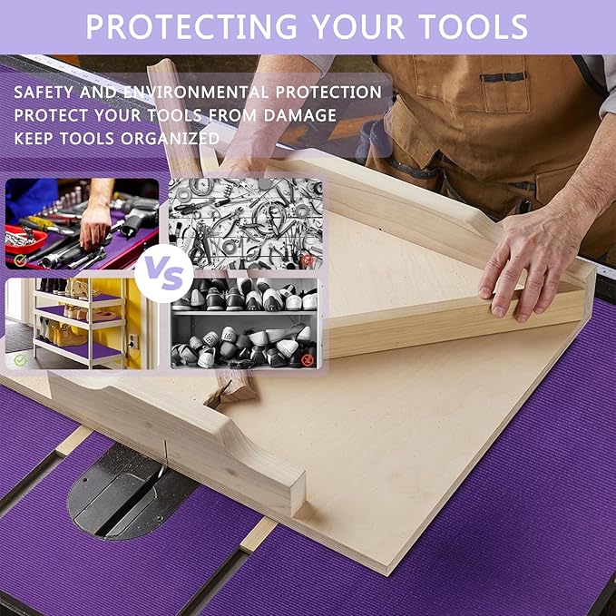 Foam Toolbox Liner Drawer Mat 1/8 Inch Thick X 18 Inch Wide X 24 Ft Long Purple, No Slip for Protecting Cabinet, Garage, Cart, Tool Box