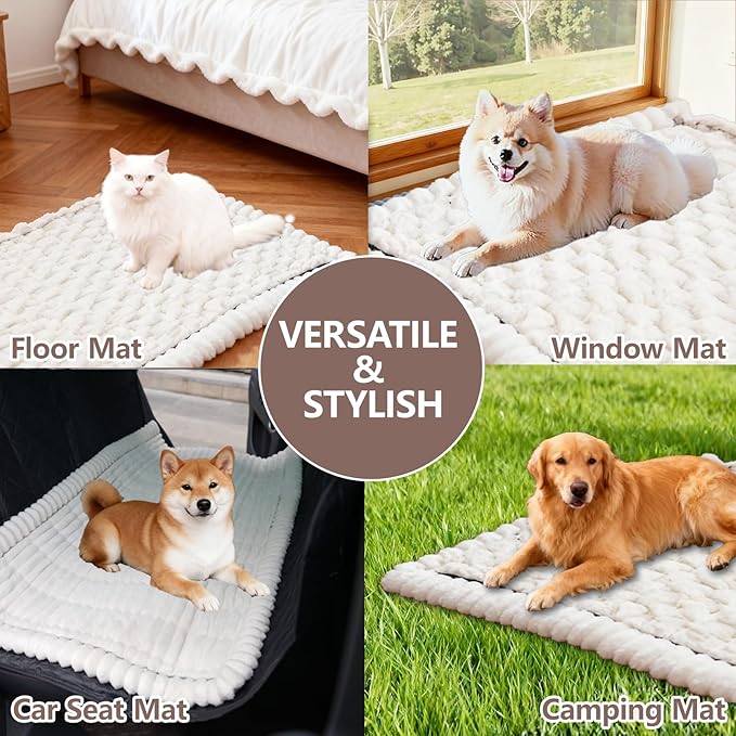 Waterproof Couch Cover for Dogs Washable,Non Slip Fuzzy Durable Couch Covers for 3 Cushion Sofa Pet Friendly Sofa Cover Dog Thick Soft Slipcovers Protector Couches Mat Bed (Beige, 27.6" x 59.06")