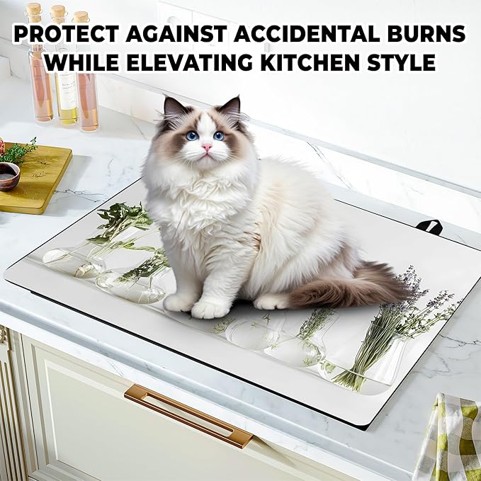 Stove Top Cover for Home Decoration Kitchen Pad Washable Cooktop Covers Countertop Stove Protector Mat for Home Kitchen Cooktops (vase, 28"x20")