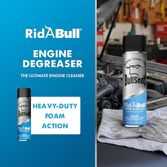 RidABull Pro Degreaser - Premium Cleaner - Foaming Multi-Surface Cleaner for Grease, Oil, Glue & Tape, Professional Strength, Residue-Free, Made in USA – Heavy Duty Automotive Degreaser
