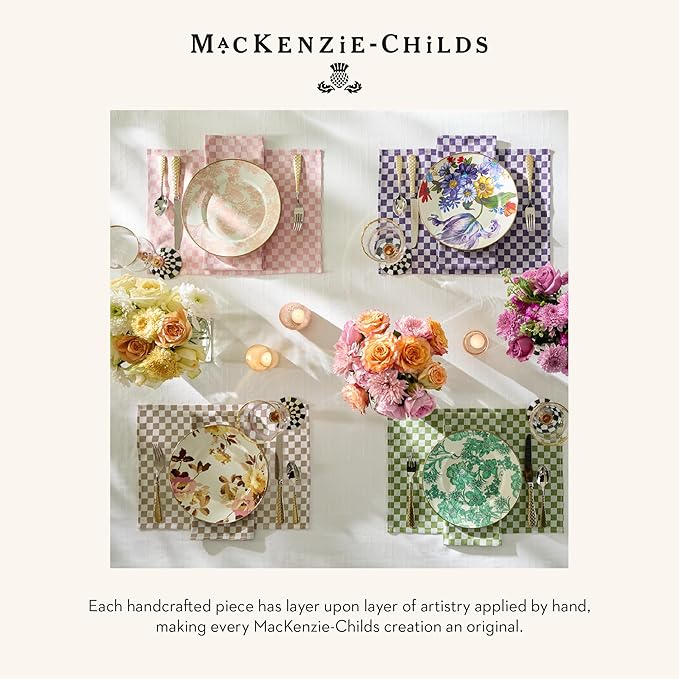 MACKENZIE-CHILDS Linen Dish Towel, Decorative Kitchen Towel, Pink Check