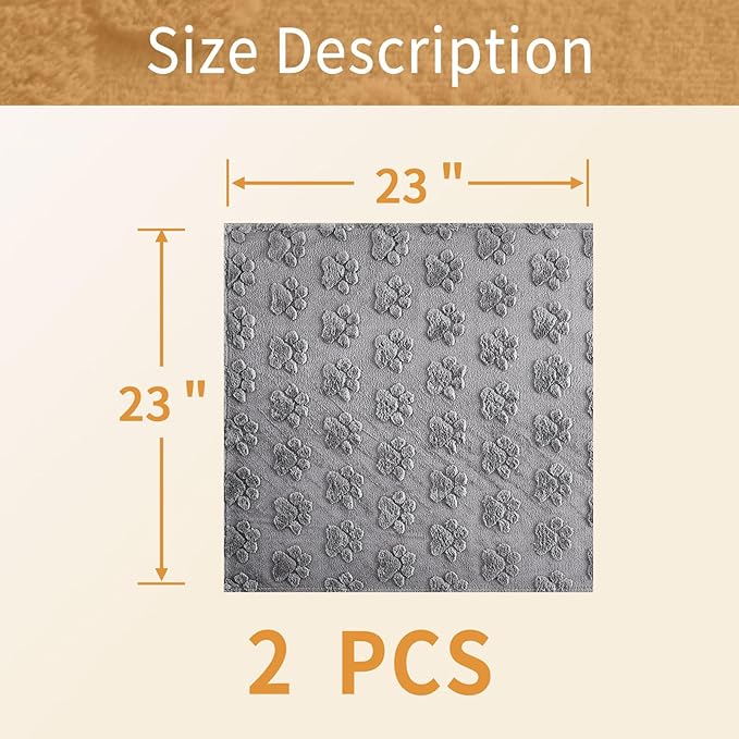 Waterproof Couch Cover for Dogs Washable,Fuzzy Pet Couch Covers for Sofa,Thick Soft Dog Mat Non-Slip Couch Covers for 3 Cushion Couch Sofa Pet Friendly (Grey, 23 * 23(2pcs))