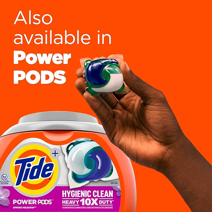 Tide Ultra Hygienic Clean Liquid Laundry Detergent, Spring Meadow Scent, 149 fl oz, 106 Loads, Removes visible and invisible dirt, Laundry Detergent Liquid