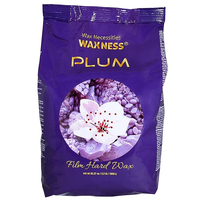 Waxness Film Hard Wax Beads Plum 2.2 lb (1 kg) – Stripless Professional Hard Wax with Plum Scent for Face & Body, Smooth Application – Made in Italy