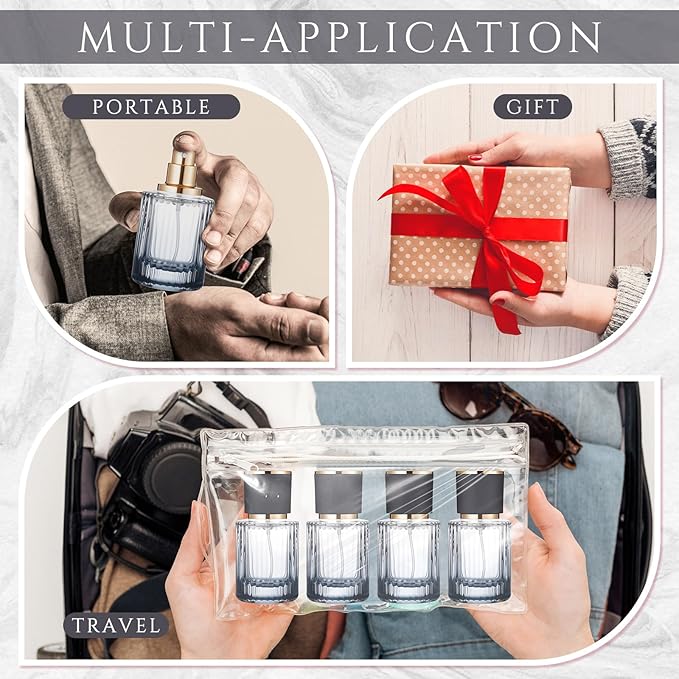 6 Pcs 30/50/100ml Empty Glass Perfume Bottles Bulk Pack for Perfume Makers Refillable Atomizer Cologne Bottles DIY Vintage Fragrance Packaging Glass Bottling Supplies (Black,50 ml)