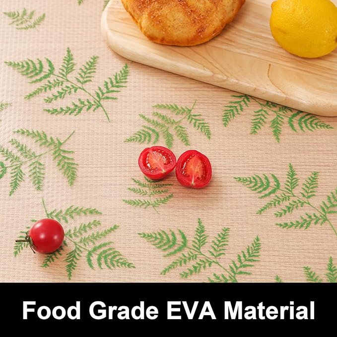 Cooyes Shelf Liners for Kitchen Cabinets, Waterproof and Oil-Proof Kitchen Cupboard Liner, Refrigerator Liners and Plastic Drawer Mats EVA Non Adhesive Shelves(17.5" W x 197" L)