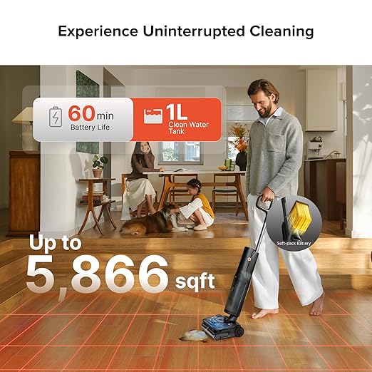 roborock F25 ACE Pro Foam Wet Dry Vacuum Cleaner, Cordless Vacuum Mop, 25000Pa Foam Spray Mop, 203°F Self-Cleaning Hard Floor Cleaner Machine for Tile Hardwood Floor Gentle Cleaning, 180° Lie Flat