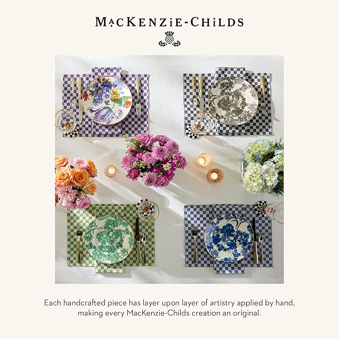 MACKENZIE-CHILDS Linen Dish Towel, Decorative Dish Towel for Kitchen, Green Check