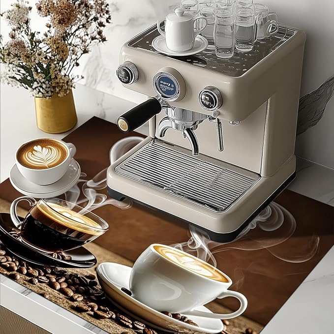 Stove Top Covers for Electric 28 x 20 inches Coffee Bar Mats Kitchen Decorations Pad for Coffee Maker Machine Stove Top Cover Utensils Countertops Sinks
