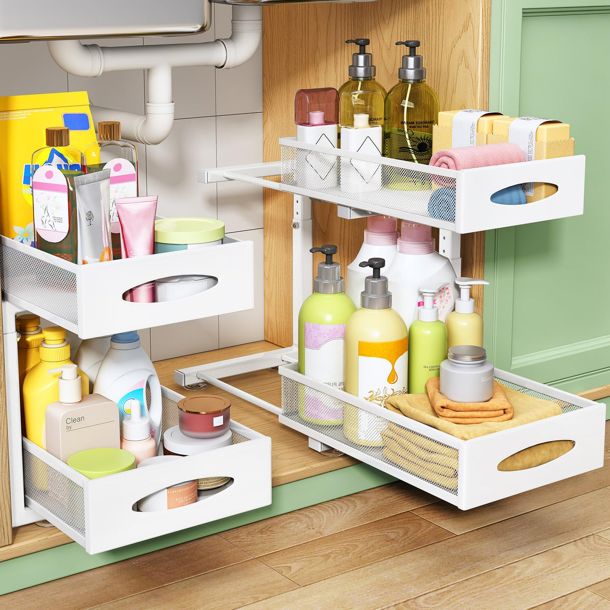 Under Sink Organizer, 2 Tier Pull out Cabinet Organi | Under Sink Stor - Image 1