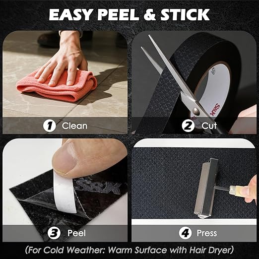 S&X Anti Slip Tape 3" x 60' Ultimate Non Skid Tape for Outdoor Stairs, Decks, Ramps - Waterproof & Durable