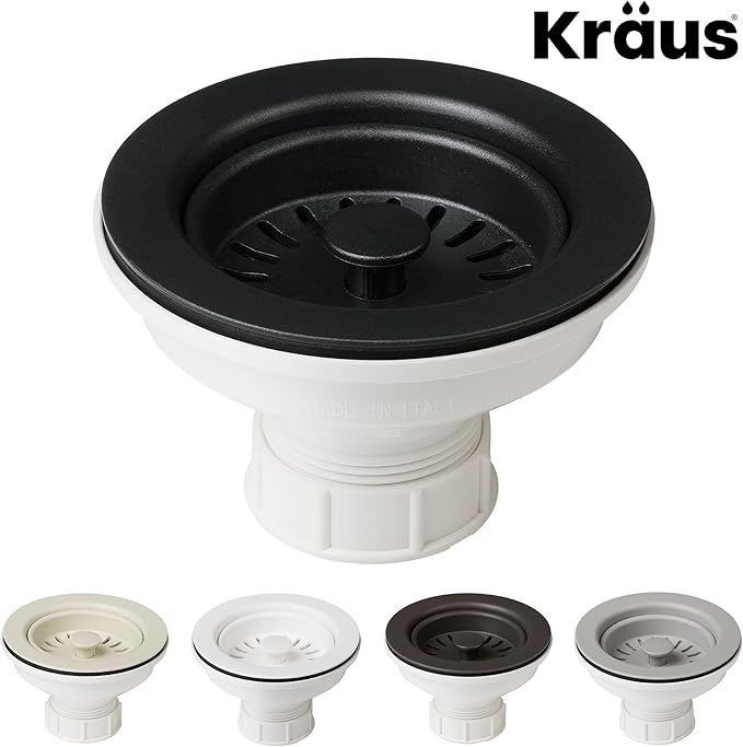 Kraus Kitchen Sink Strainer for 3.5-Inch Drain Openings in Black, PST1-BL