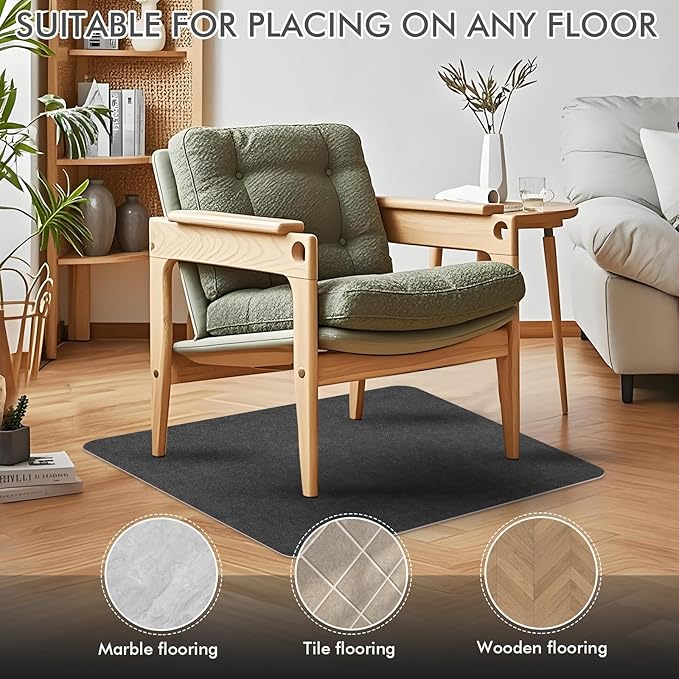 Recliner Pads for Hardwood Floors, Non Slip Recliner Grippers, Furniture Pads Floor Mats for Carpet, Anti Slide Office Chair Mat for Floor Protector, 35"x35" (1 Pack-Grey